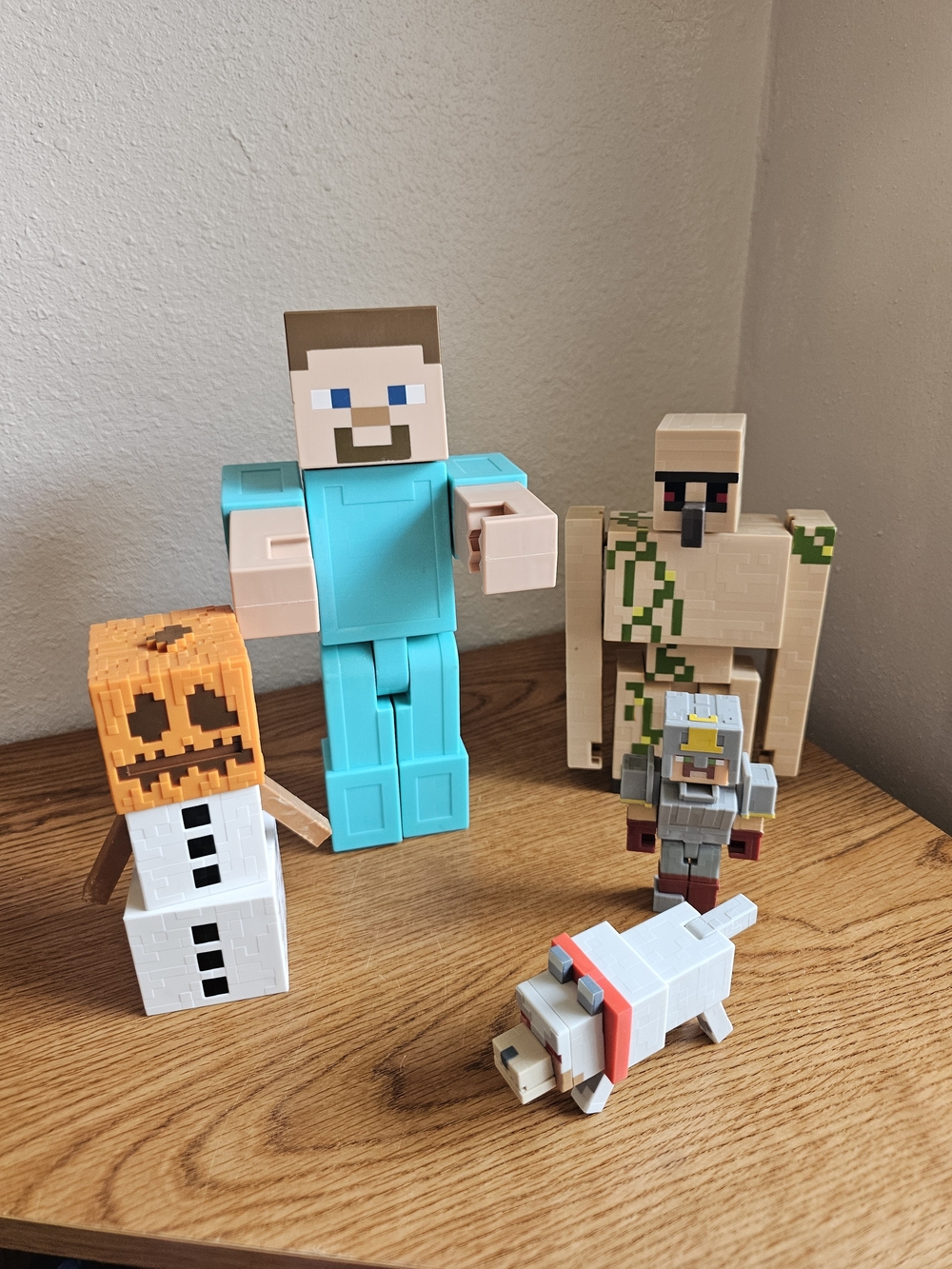Minecraft Lot Steve Snow Golem Iron Dog Wolf Guard 3-9 Inches 2016 2019